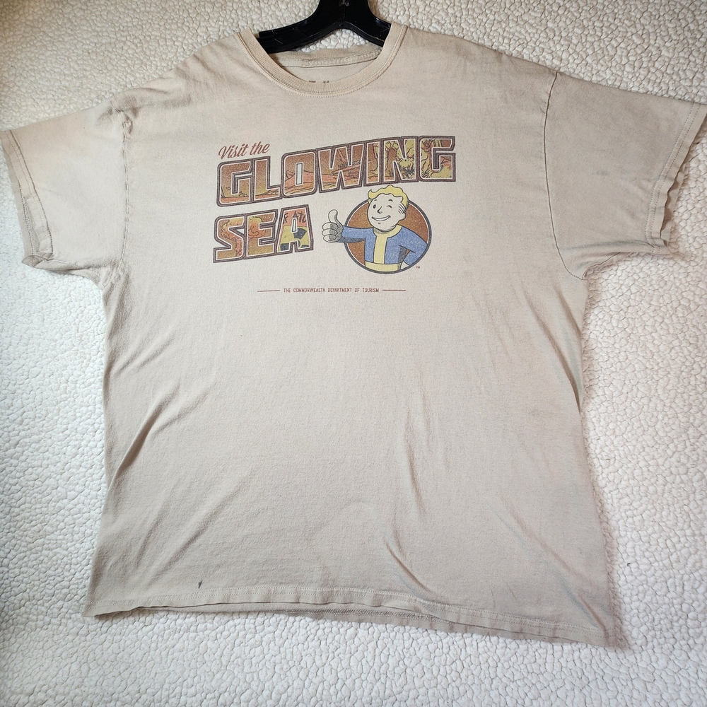 Fallout Loot Crate "Visit the Glowing Sea" Vault Boy Tourism T-Shirt XL Tan 2019